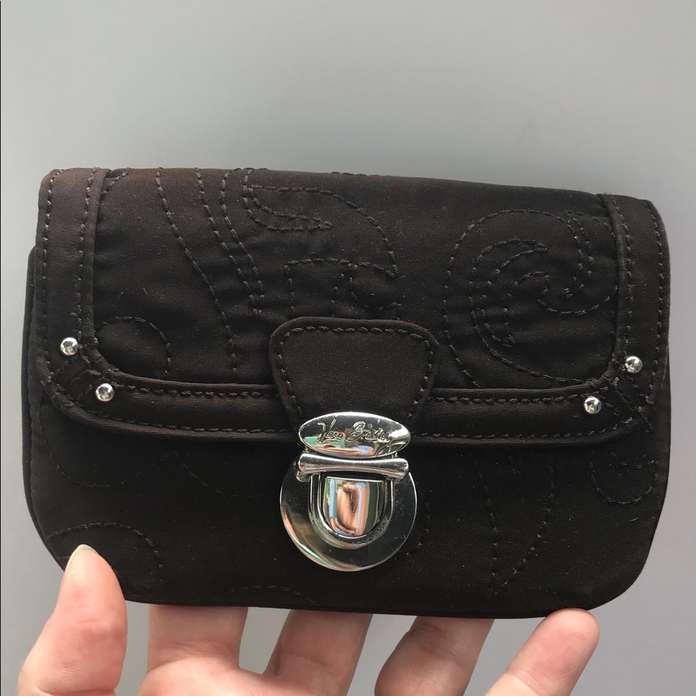VERA BRADLEY rare solid  Brown wallet Chrome studs
